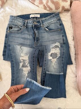 KANCAN Distressed Light Blue Skinny Jeans